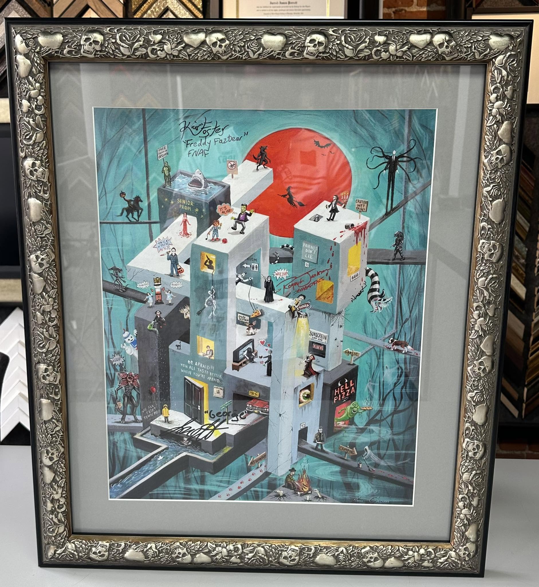 Custom framed horror artwork