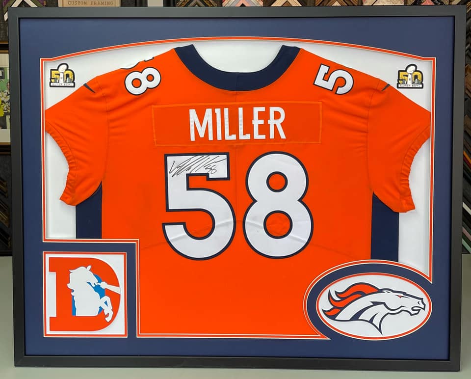 Von Miller Signed Broncos 35 x 43 Custom Framed Jersey (JSA COA