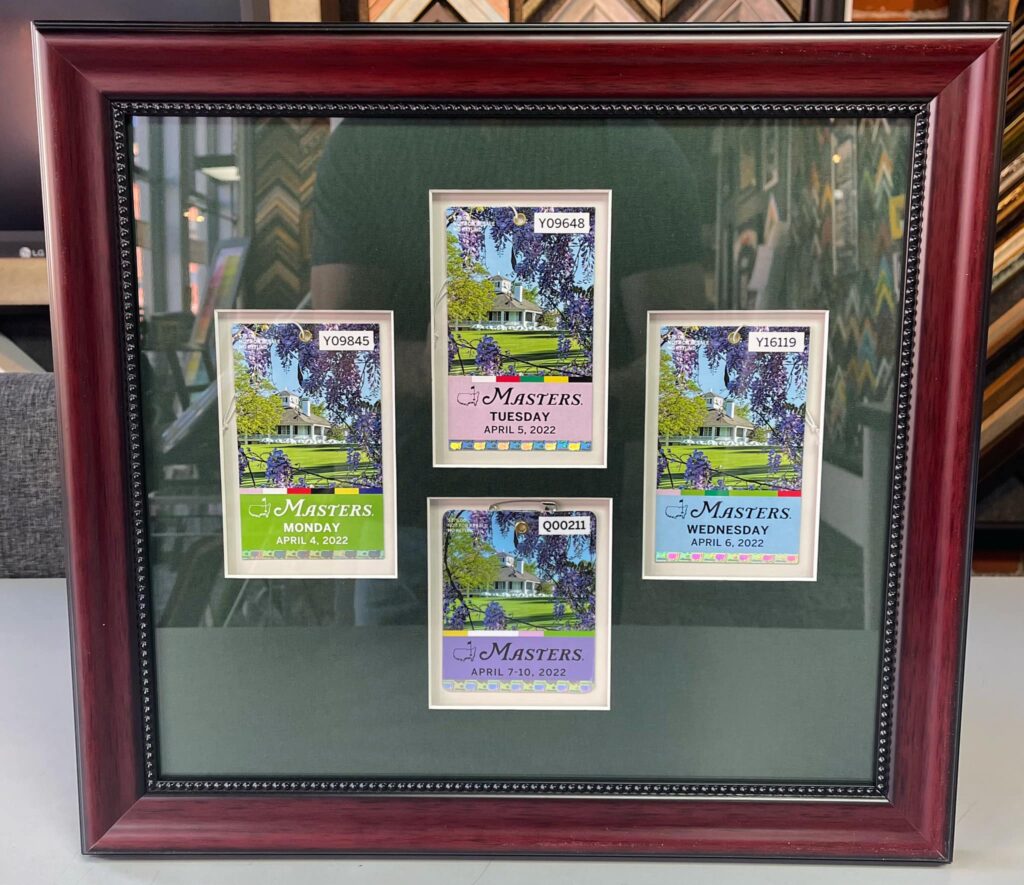 Custom Framed Masters Tournament Tickets