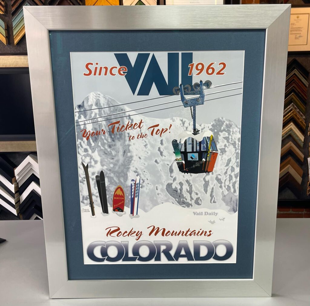 Custom Framed Vail Ski Poster Denver 