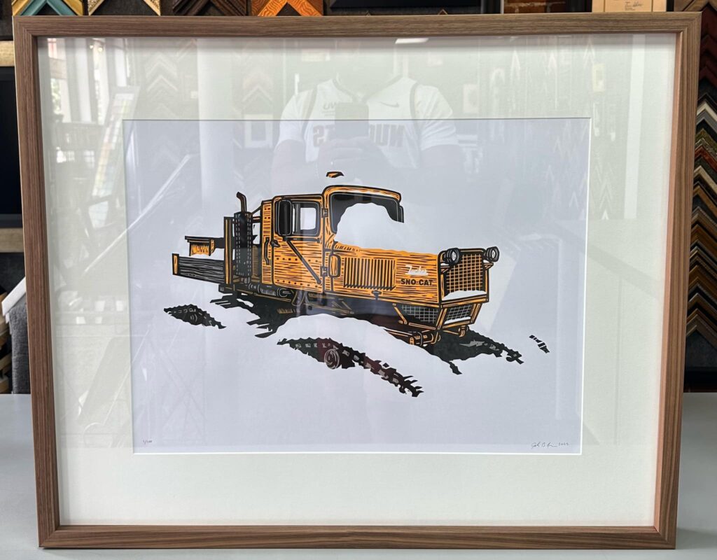 Custom Framed 'Tucker Sno Cat' by John Fellows