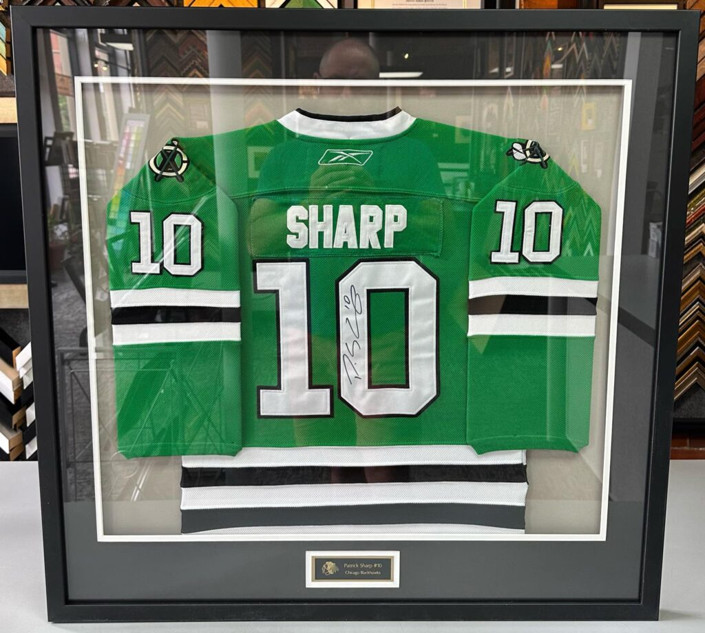 Custom Framed Patrick Sharp Blackhawks Jersey