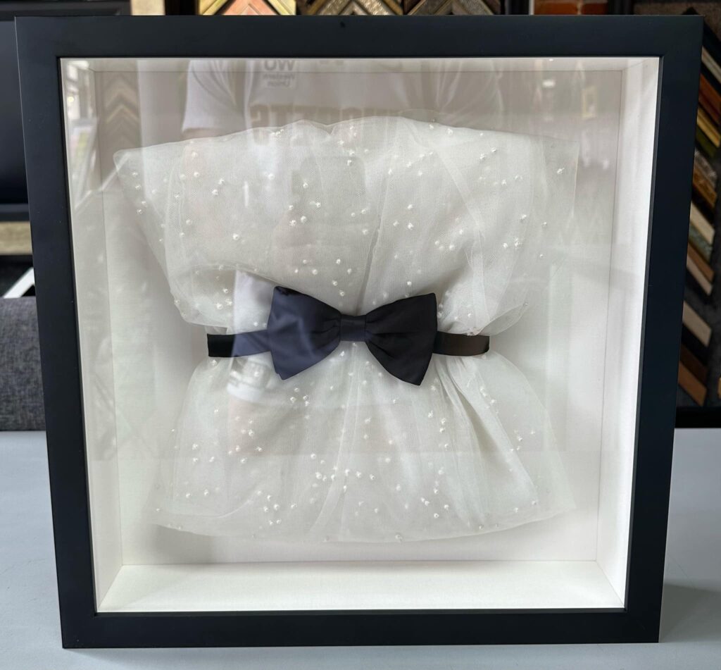 Custom Framed Wedding Veil & Groom Bow Tie