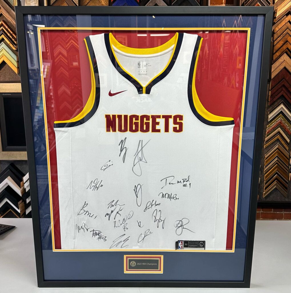 Custom Framed Team Signed Nuggets Jersey