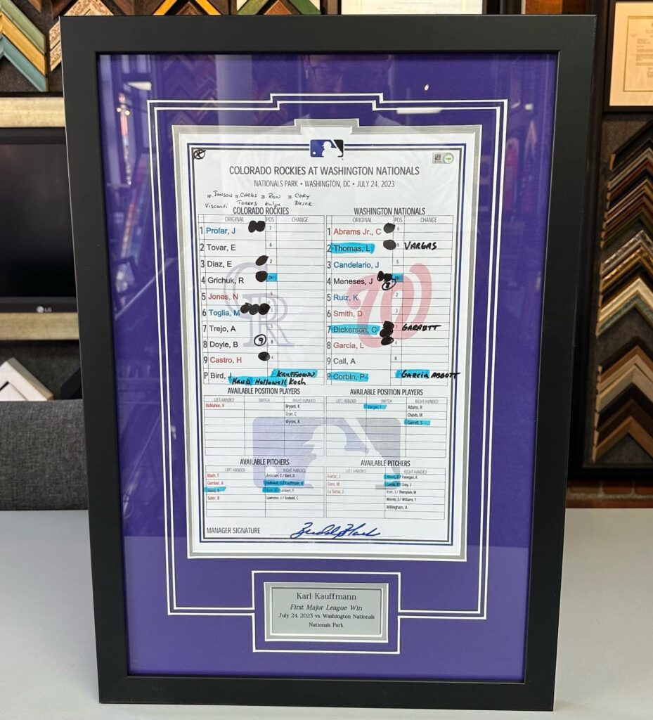 Colorado Rockies Lineup Card Framing - Karl Kauffmann