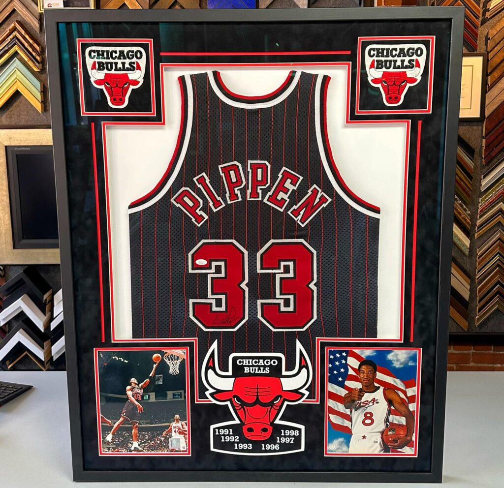 Custom Framed Scottie Pippen Bulls Jersey 