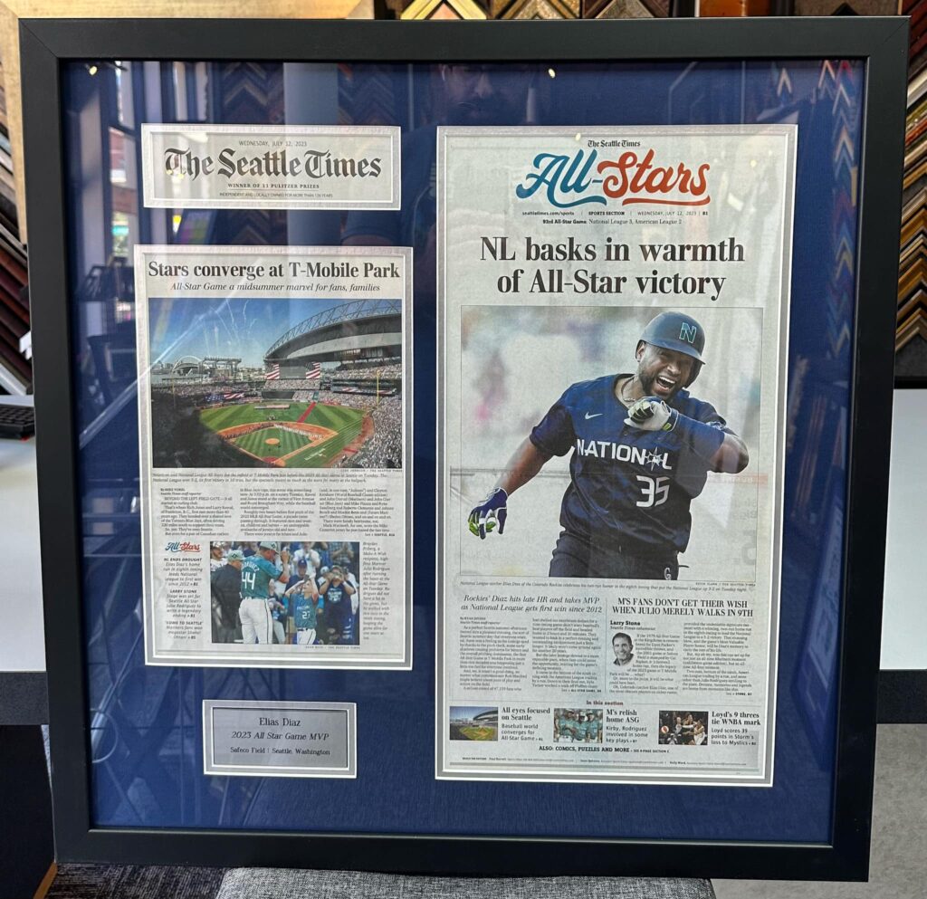 Custom Framed All Star Game Newspaper | The Seattle Times | Elias Diaz