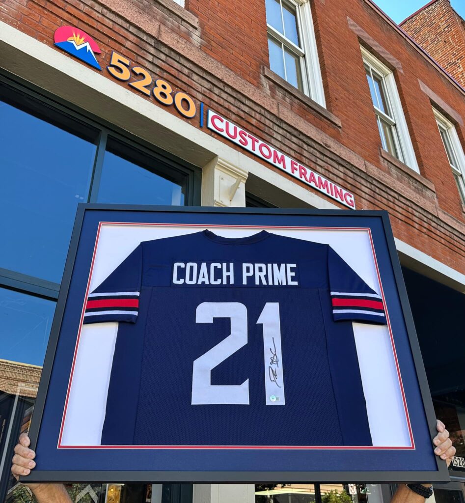 Coach Prime & CU Buffs Jersey Framing Denver 