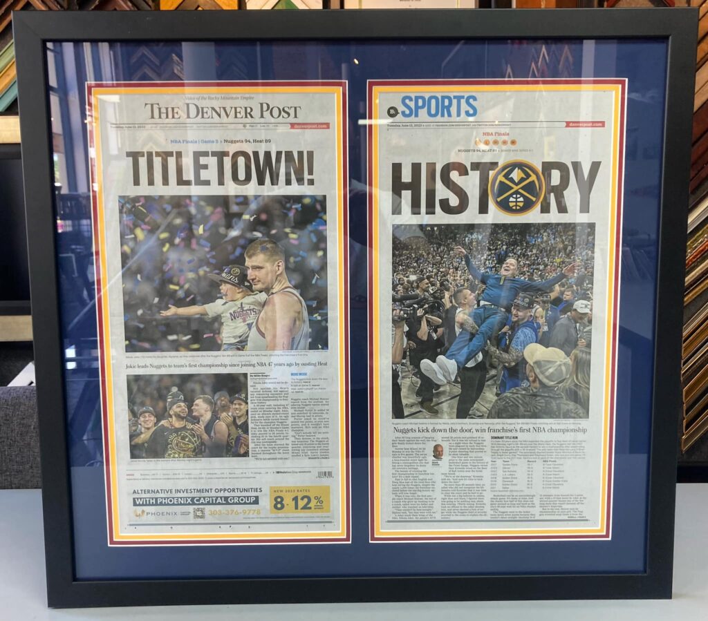 Denver Nuggets Framed Championship Newspapers | 5280 Custom Framing