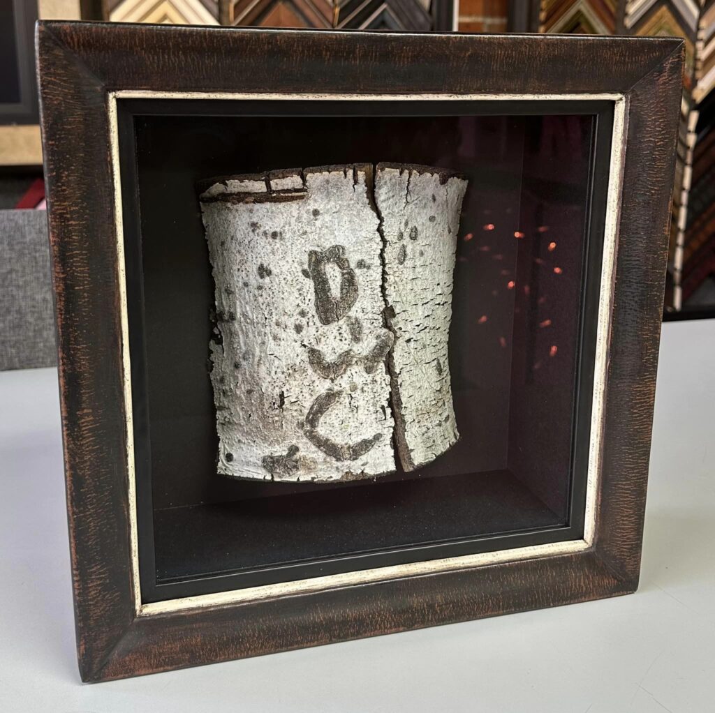 Custom Framed Tree Bark | House of Mercier & 5280 Custom Framing