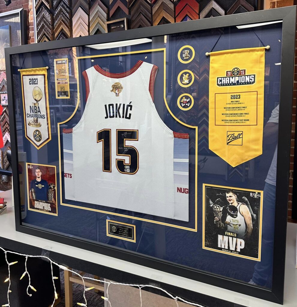 Custom Framed Nikola Jokic Nuggets Shadowbox | 5280 Custom Framing