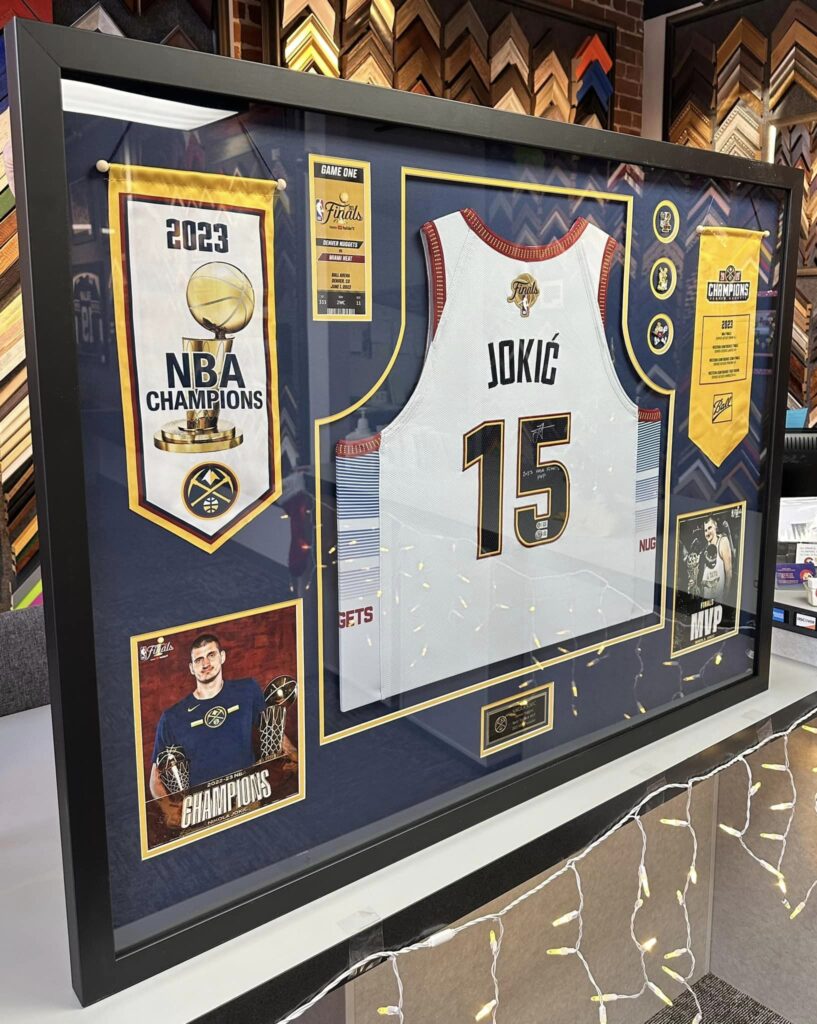 Custom Framed Nikola Jokic Nuggets Shadowbox | 5280 Custom Framing