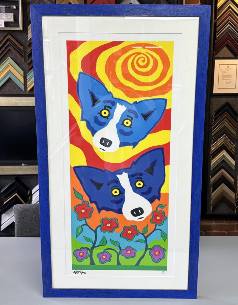 Custom Framed Blue Dog by George Rodrigue | 5280 Custom Framing 