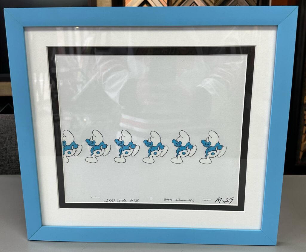 Custom Framed Smurfs Animation Cell 