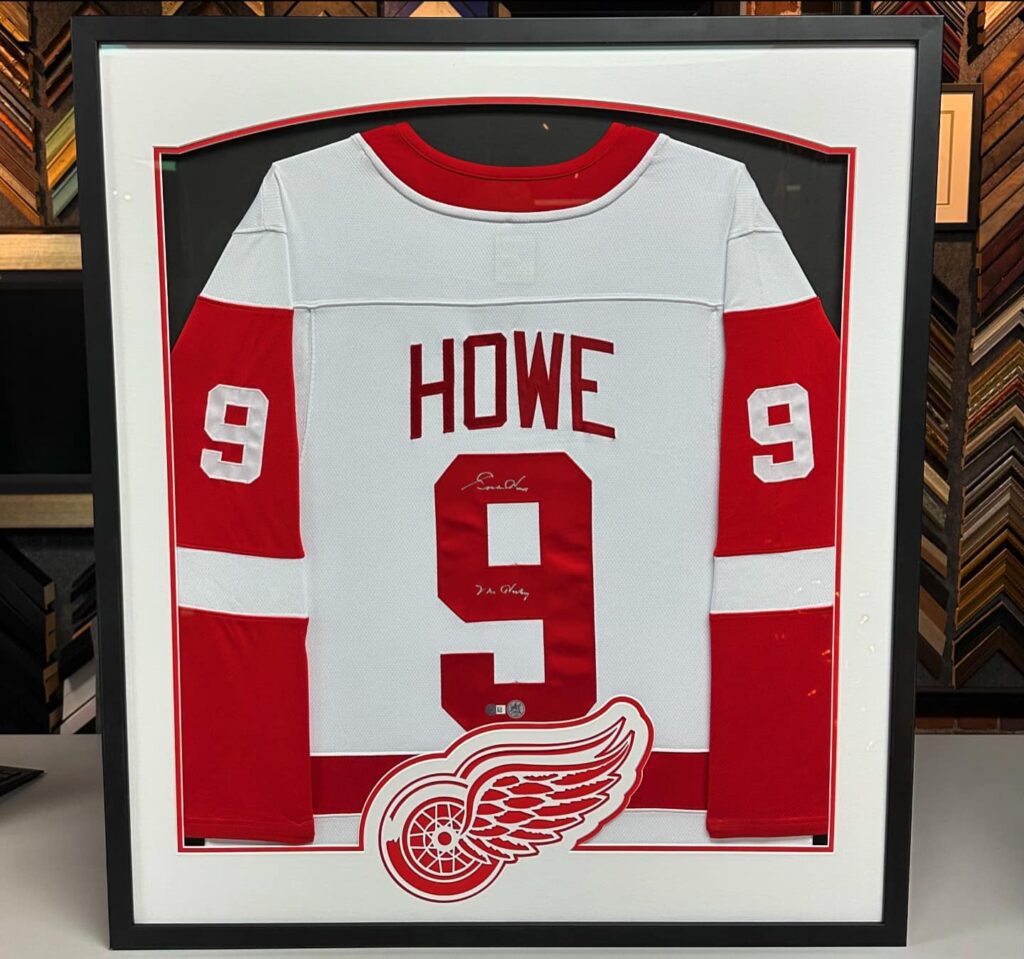 Custom Framed Gordie Howe Red Wings Jersey