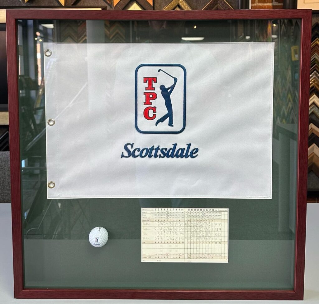 Golf Flag, Scorecard & Ball Shadowbox
