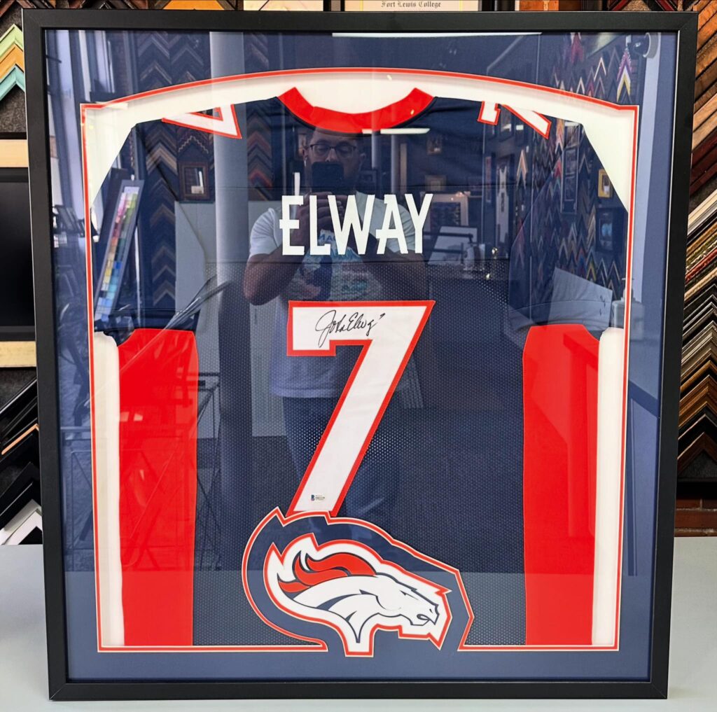 Custom Framed John Elway Broncos Jersey