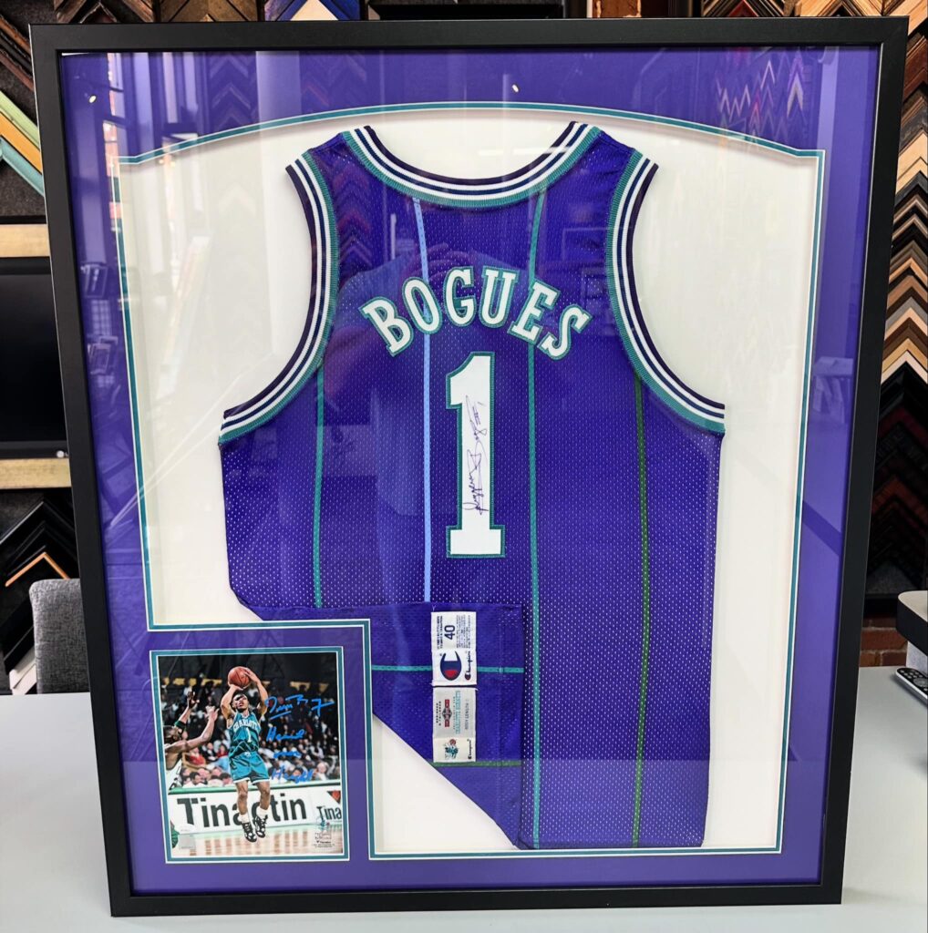 Framed Game-Worn Muggsy Bogues Jersey