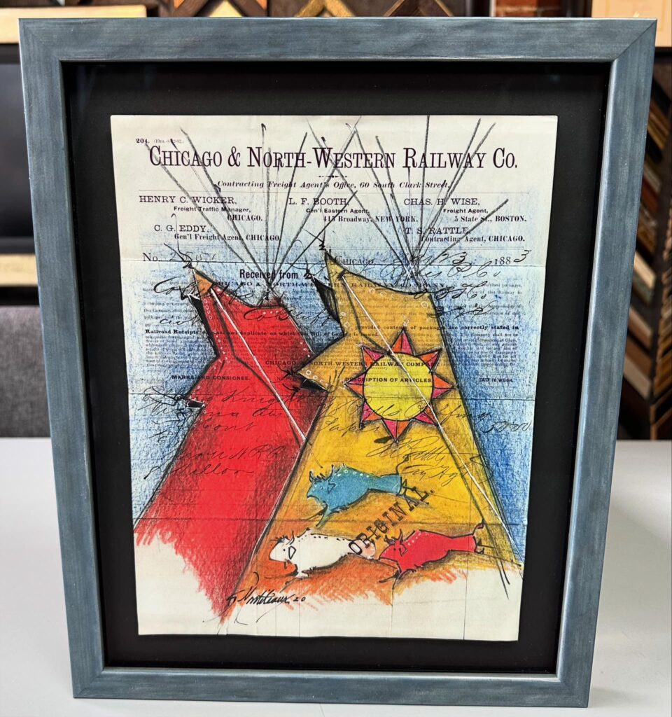 Custom Framed Native American Ledger Art 