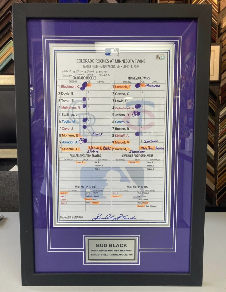 Custom Framed MLB Lineup Cards 