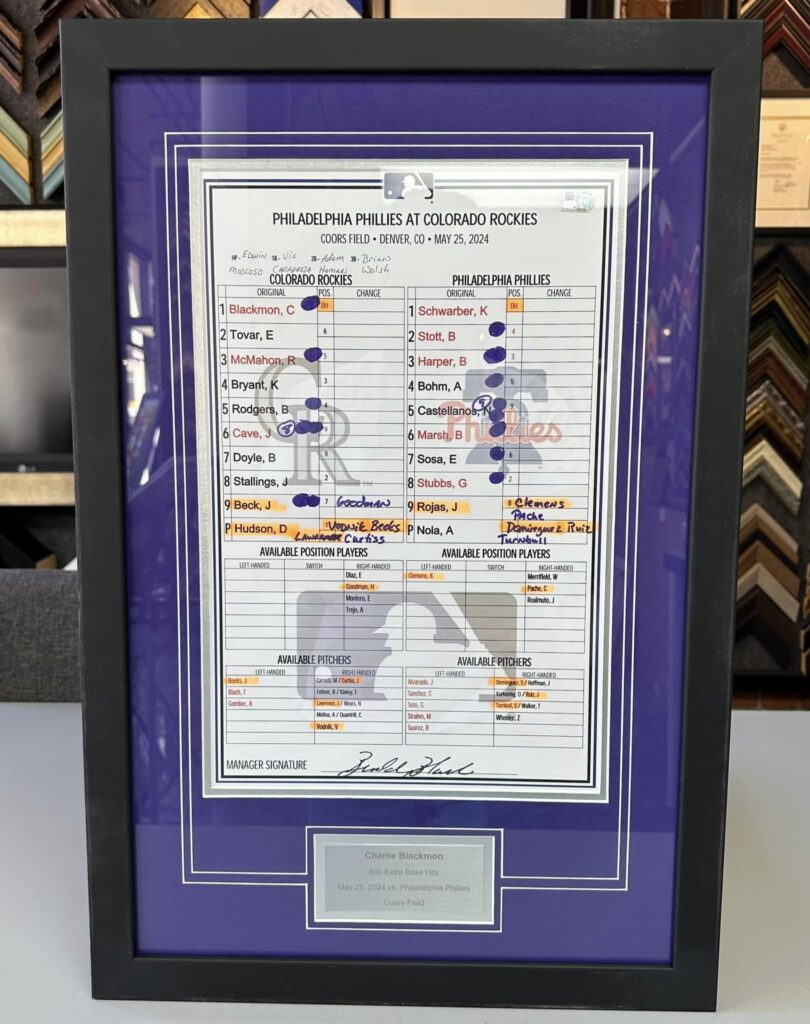 Custom Framed MLB Lineup Cards 