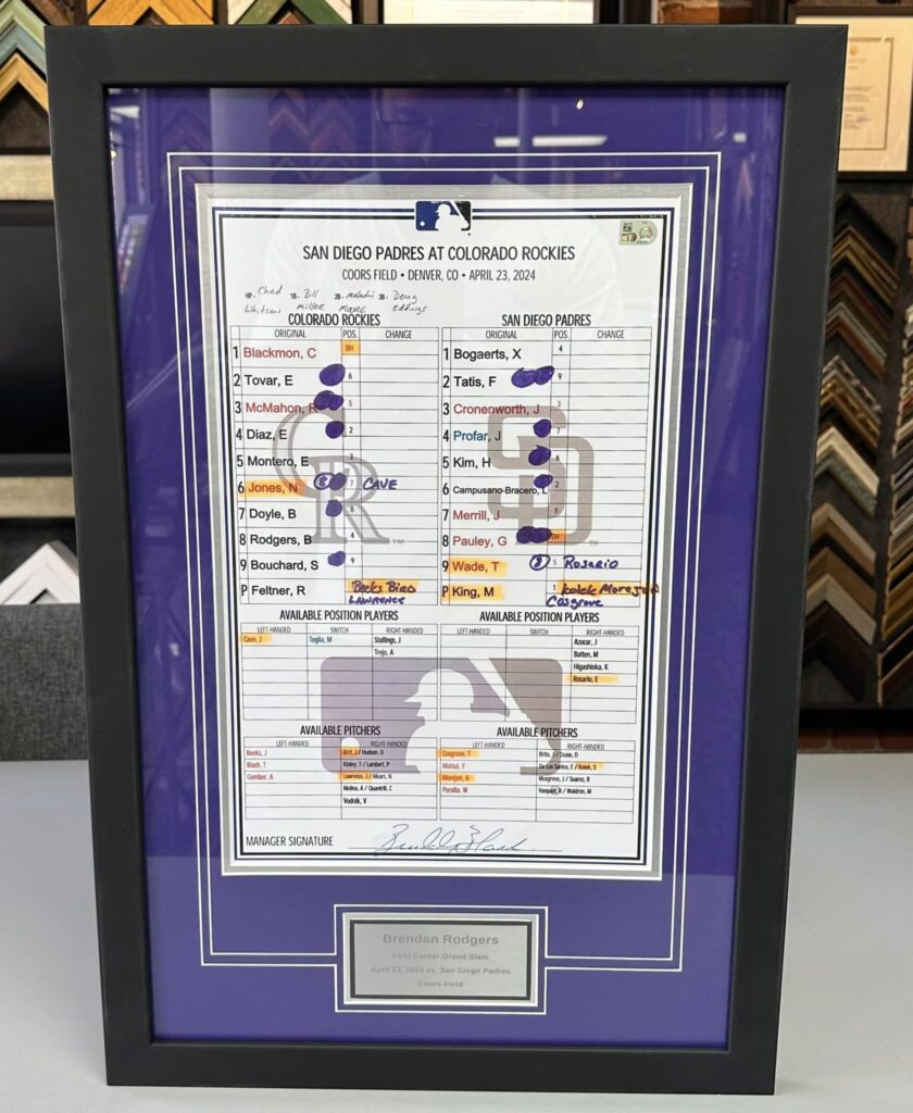 Custom Framed MLB Lineup Cards 