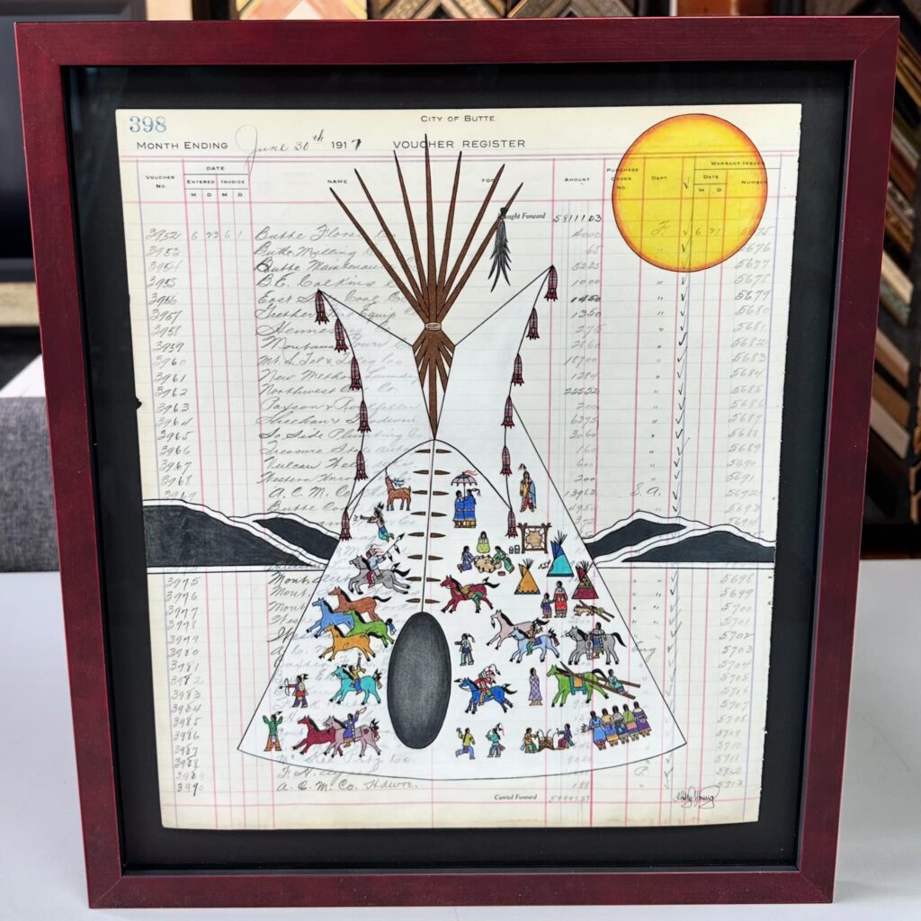 Custom Framed Native American Ledger Art