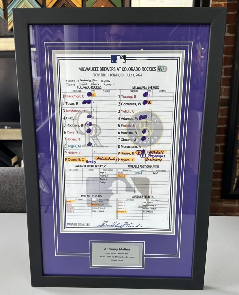 Custom Framed MLB Lineup Cards