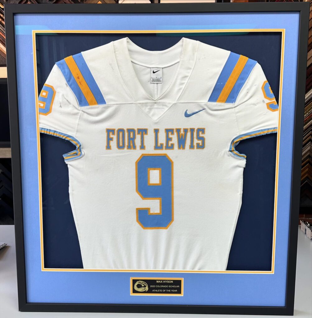 Custom Framed Fort Lewis College Football Jersey