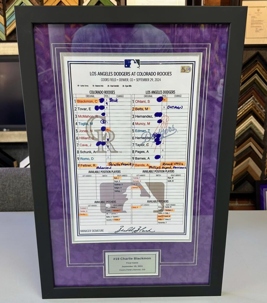 We're Honored to Frame for Charlie Blackmon!