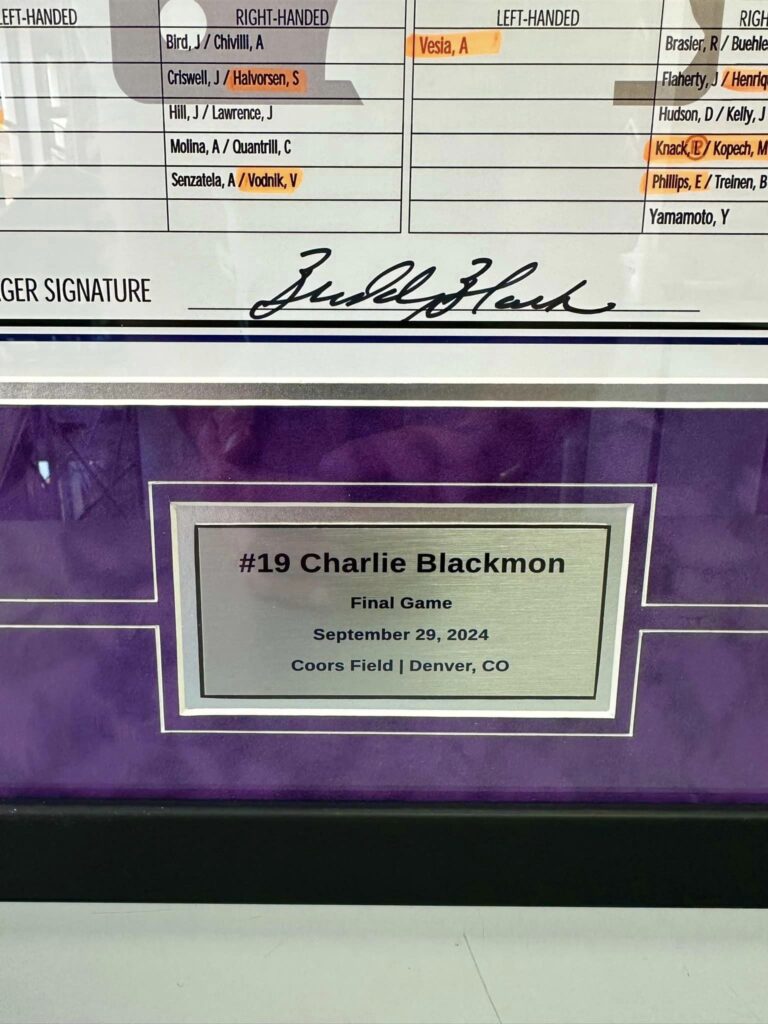 We're Honored to Frame for Charlie Blackmon!