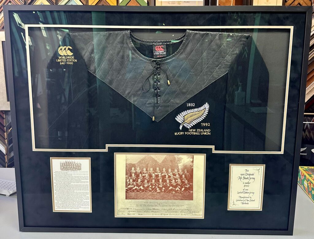 Rare 'All Blacks' Custom Framed Rugby Jersey