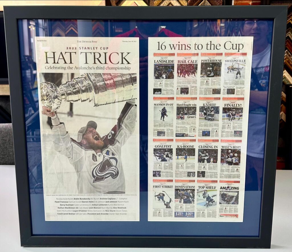 Avalanche Stanley Cup Framed Newspaper