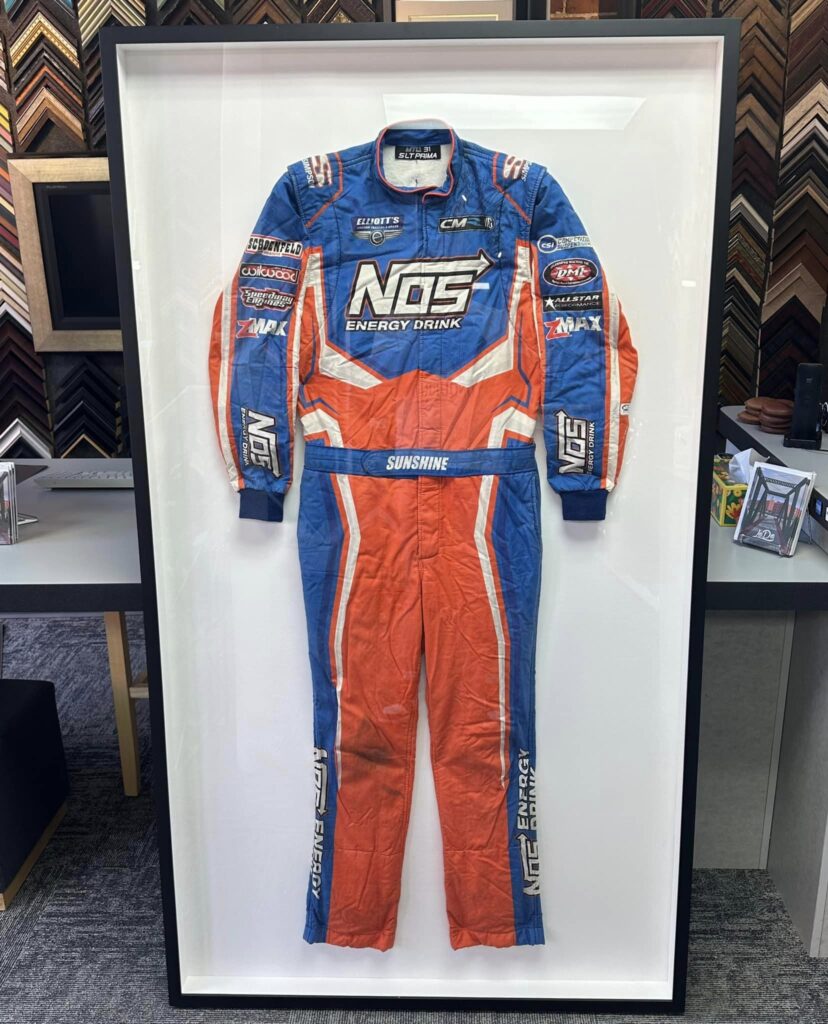 Custom Framed Racing Suit Shadowbox 