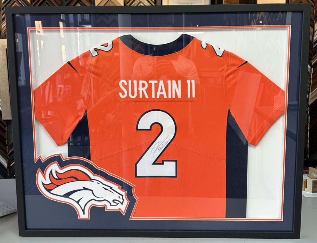  Custom Framed Patrick Surtain II Broncos Jersey