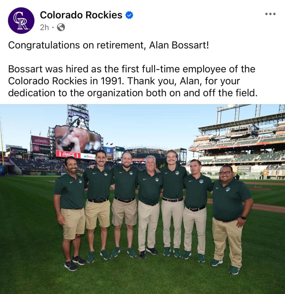 Congrats, Alan Bossart! | Colorado Rockies