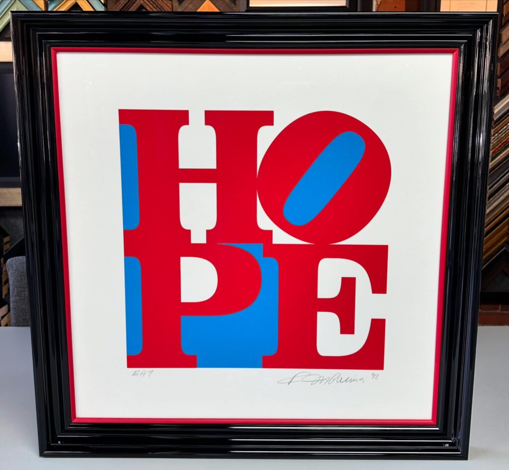 Custom Framed 'Hope' by Robert Indiana 