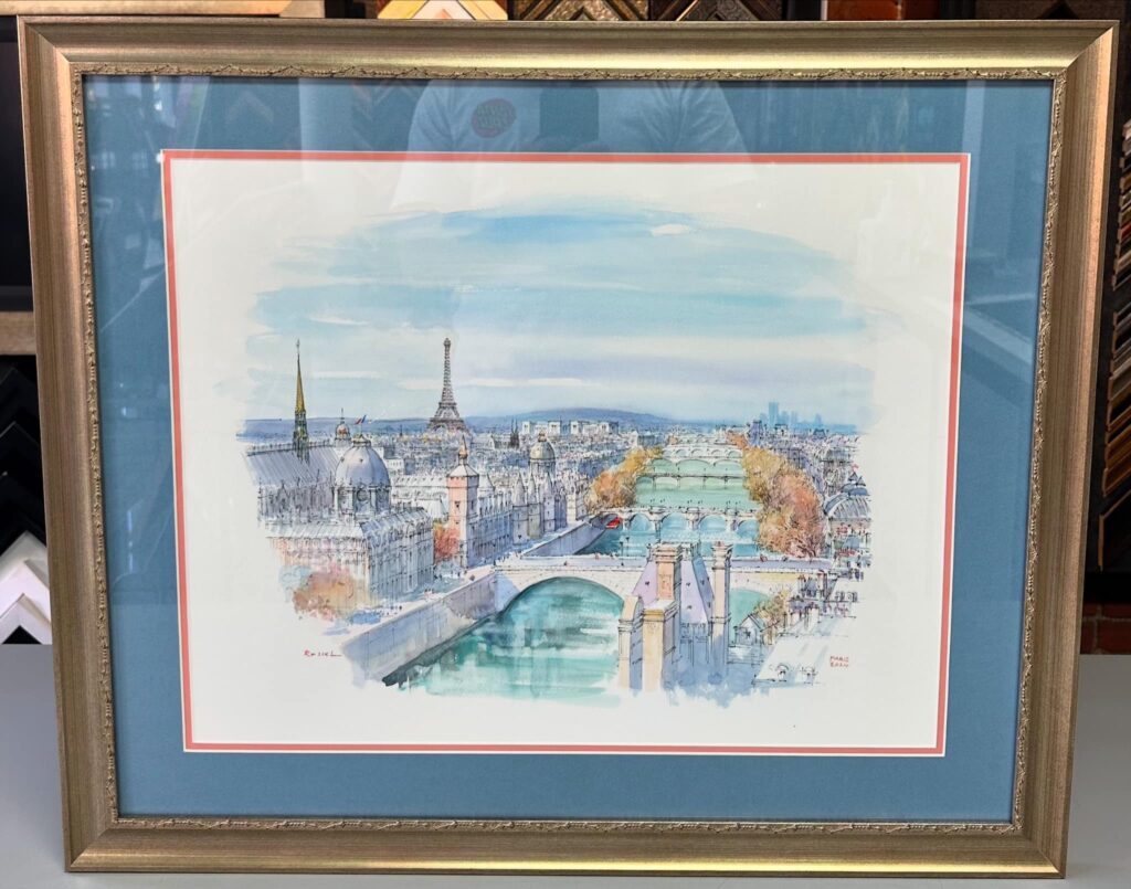 Custom Framed Paris Watercolor 