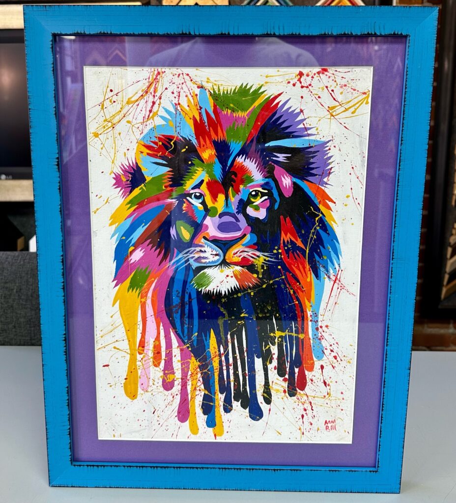 Custom Framed Rainbow Lion Head 