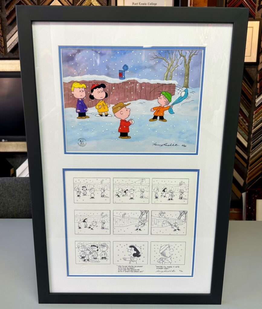 Custom Framed 'Peanuts' Animation Cell & Strip
