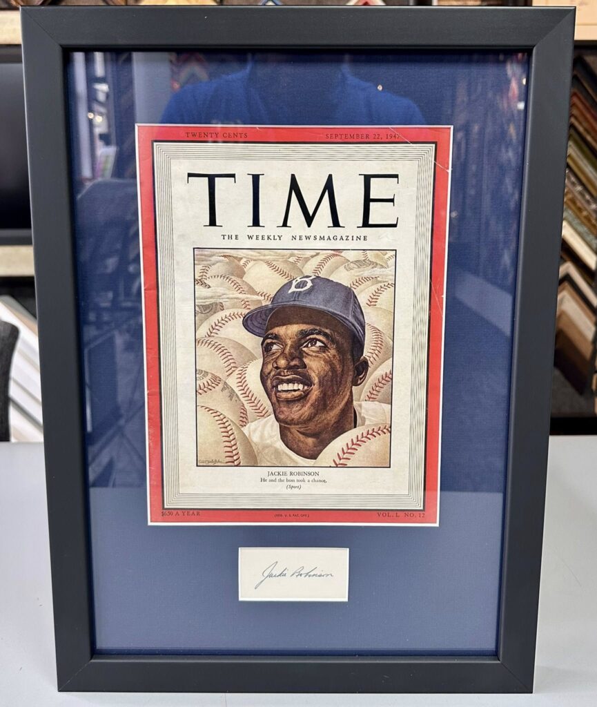 Custom Framed Jackie Robinson Memorabilia