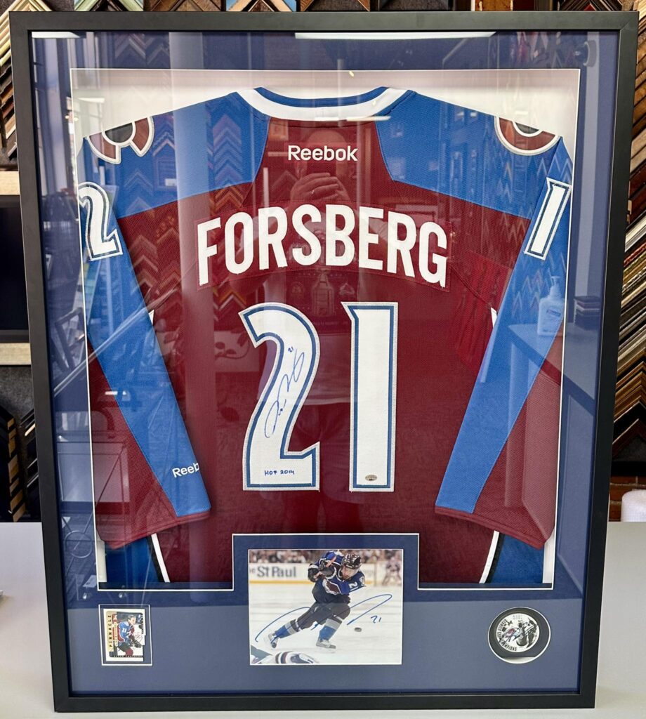 Custom Framed Peter Forsberg Avalanche Jersey