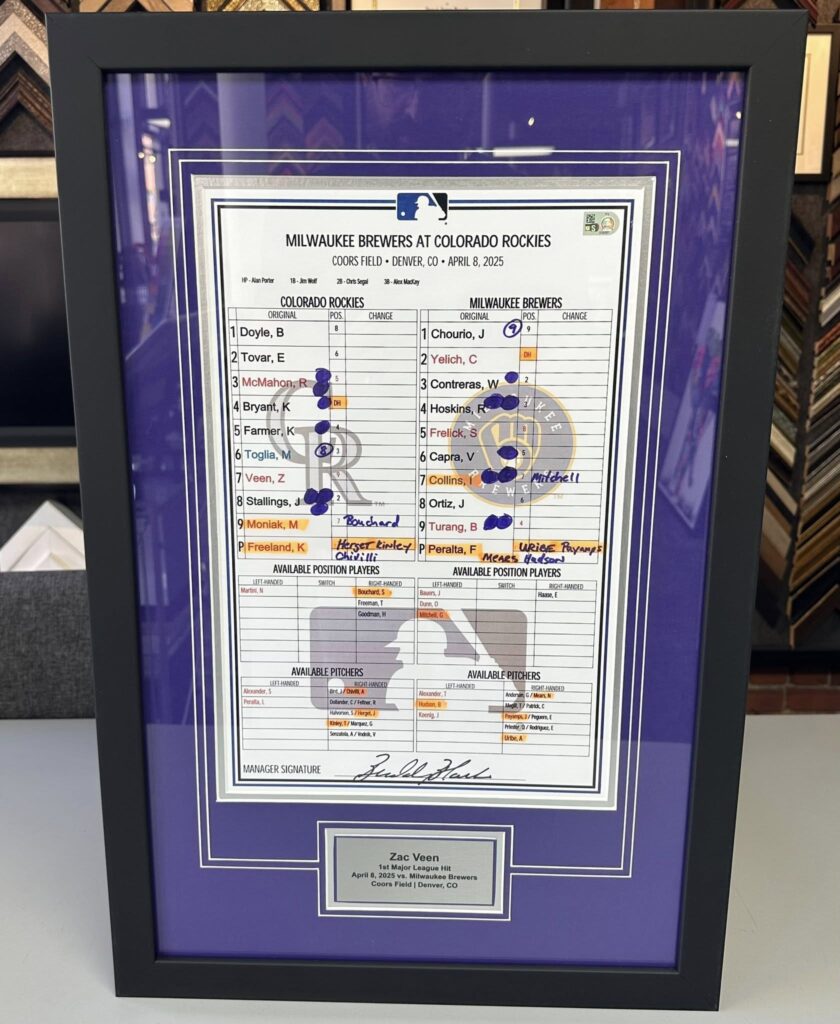 Custom Framed Colorado Rockies Lineup Cards