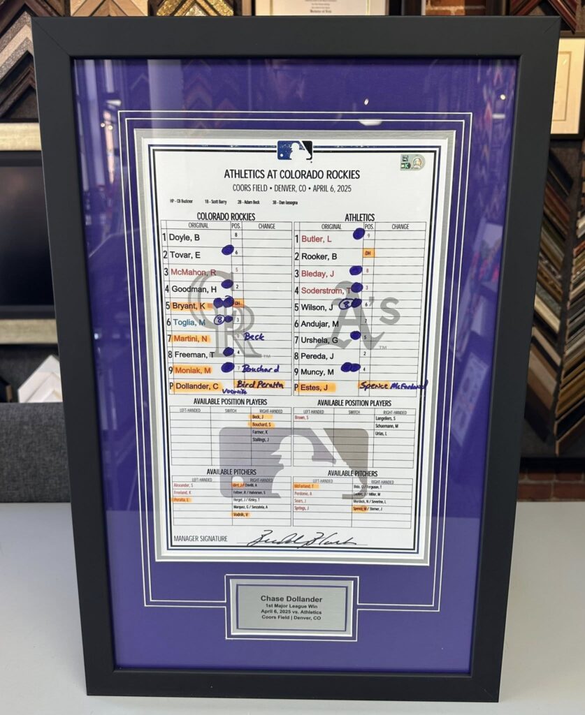 Custom Framed Colorado Rockies Lineup Cards