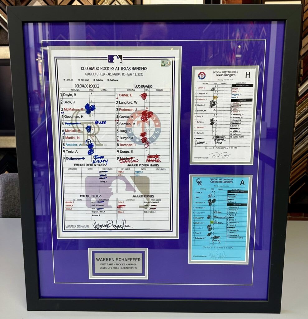 Custom Framed Colorado Rockies Lineup Cards