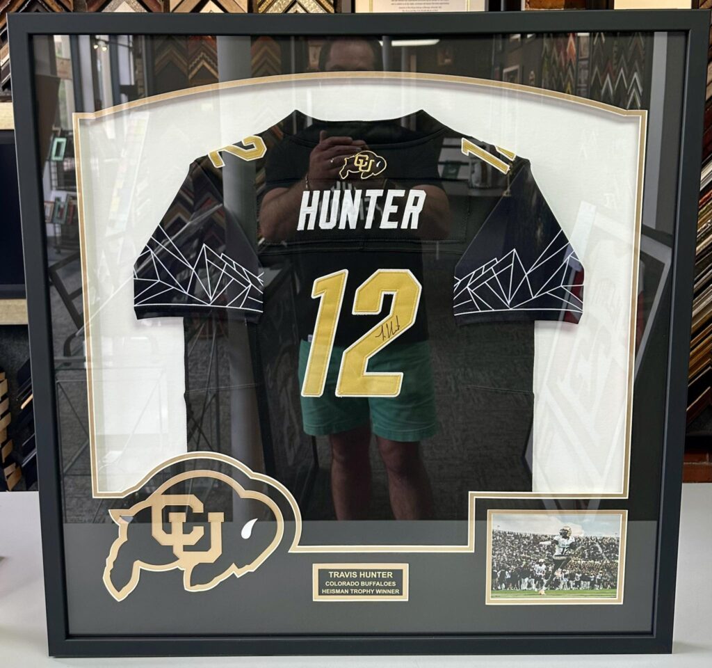 Custom Framed Travis Hunter CU Buffs Jersey