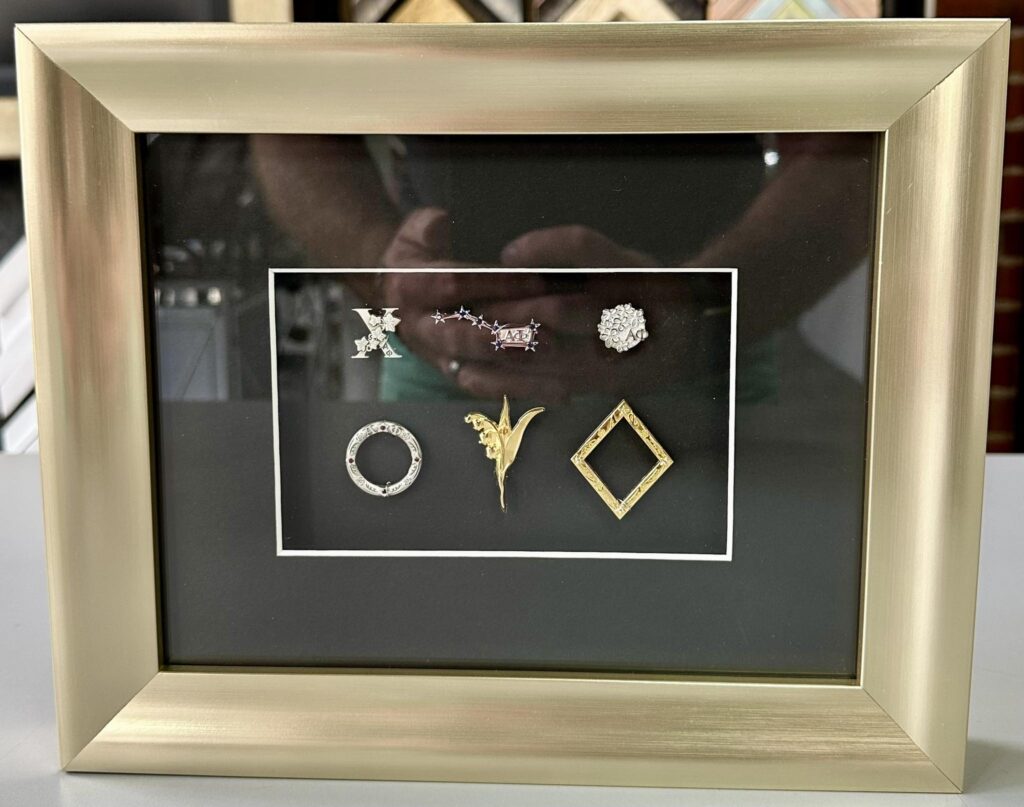 Custom Framed Alpha Phi Pins Shadowbox