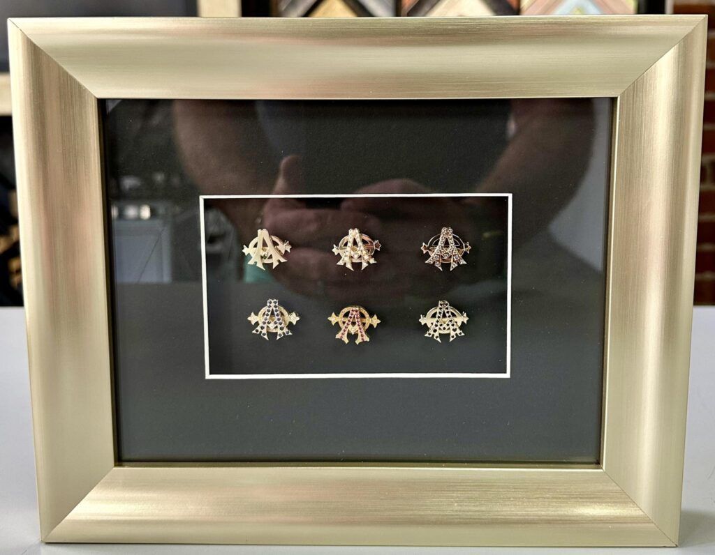 Custom Framed Alpha Phi Pins Shadowbox 