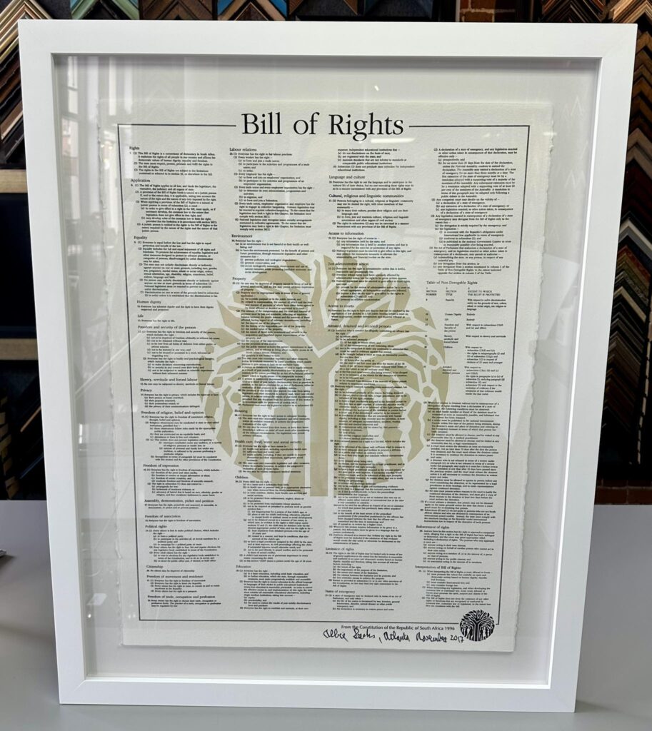 Custom Framed South African Bill of Rights 