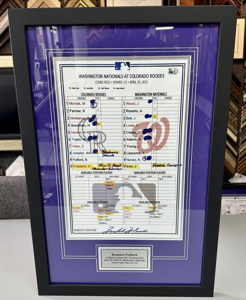 Custom Framed Rockies Lineup Cards 